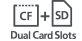 CF + du SD kortelių lizdai
